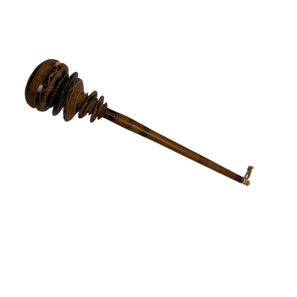 Vintage Hand Carved Mexican Wood Molinillo Hot Chocolate Whisk Frother Tool